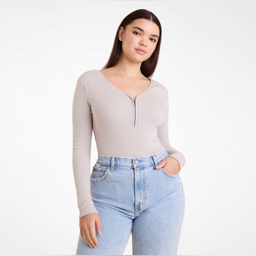 NWT NUUDS XL Hook & Eye Bodysuit Limited Edition Color Stone Darylann Denner